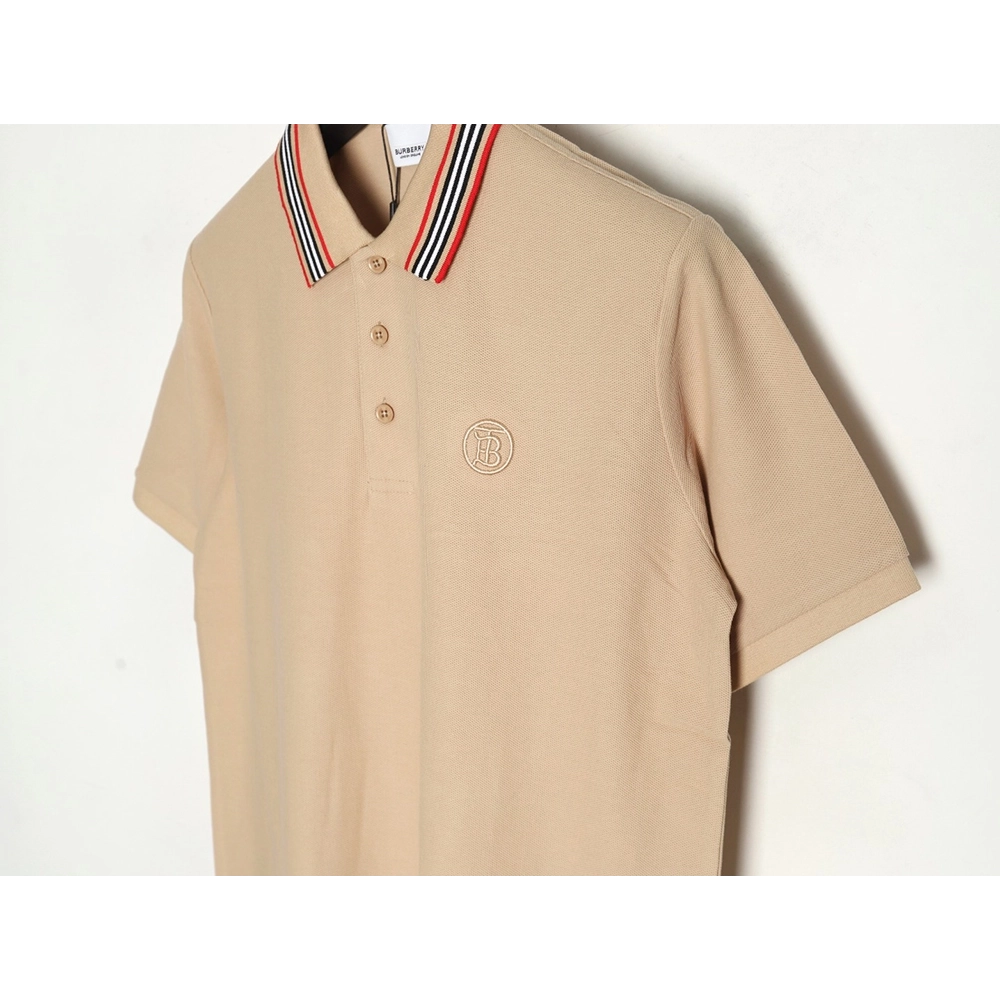 Burberry Classic Collar Stripe Logo Embroidered Short Sleeve Polo Shirt TSK1,Burberry