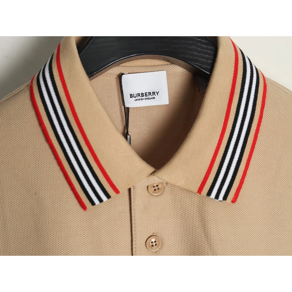 Burberry Classic Collar Stripe Logo Embroidered Short Sleeve Polo Shirt TSK1,Burberry