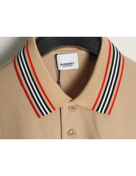 Burberry Classic Collar Stripe Logo Embroidered Short Sleeve Polo Shirt TSK1,Burberry