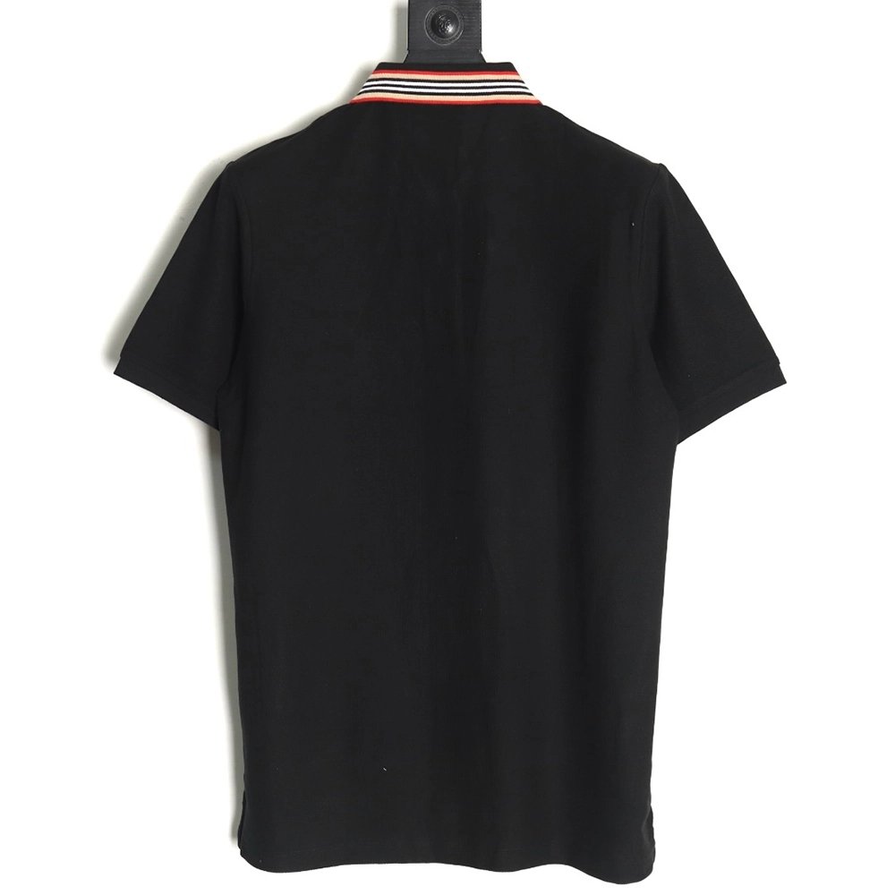 Burberry Classic Collar Stripe Logo Embroidered Short Sleeve Polo Shirt TSK2,Burberry