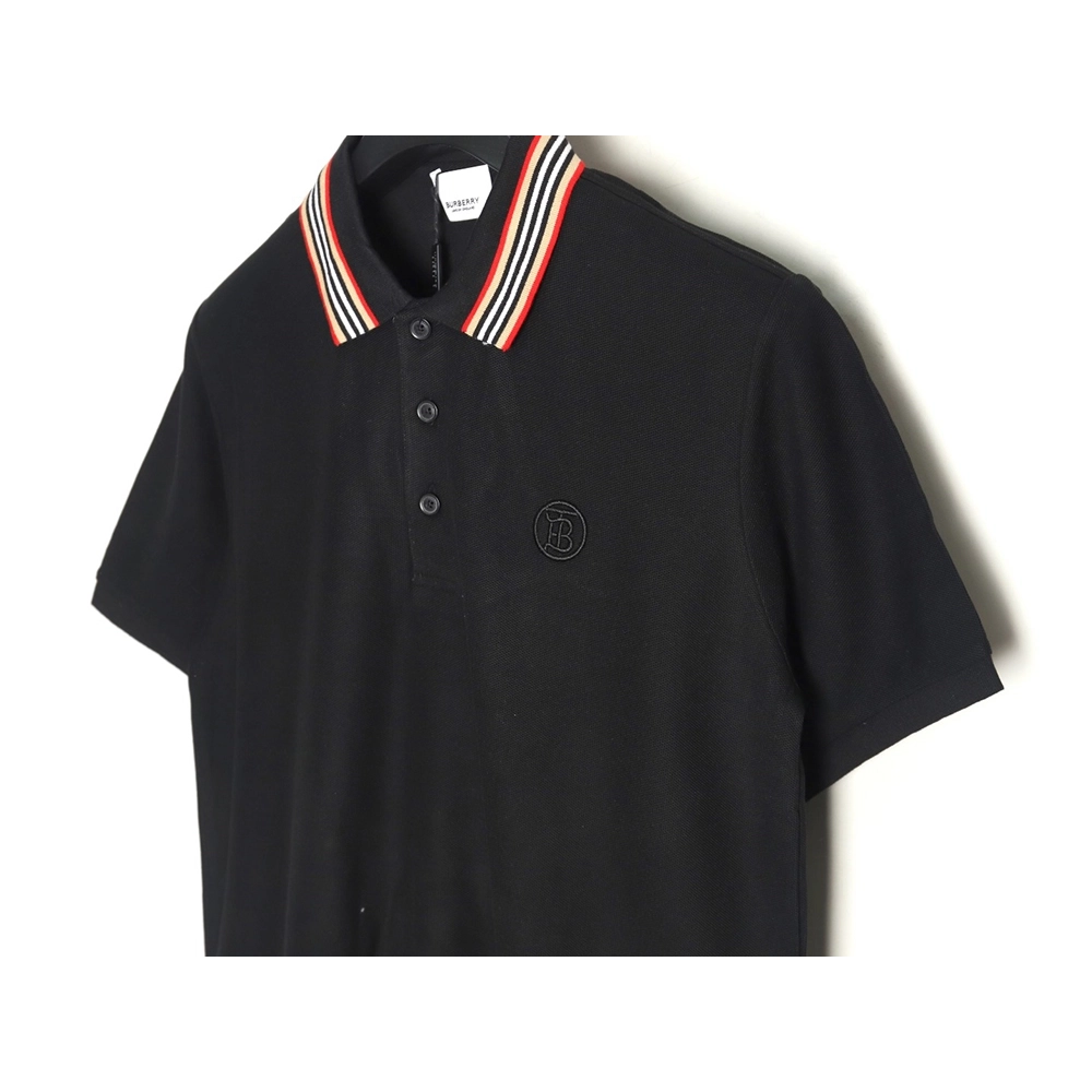 Burberry Classic Collar Stripe Logo Embroidered Short Sleeve Polo Shirt TSK2,Burberry