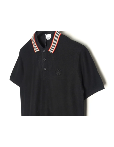 Burberry Classic Collar Stripe Logo Embroidered Short Sleeve Polo Shirt TSK2,Burberry