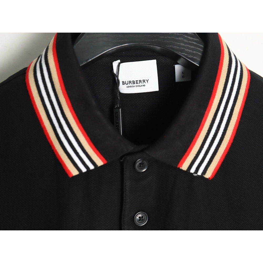 Burberry Classic Collar Stripe Logo Embroidered Short Sleeve Polo Shirt TSK2,Burberry