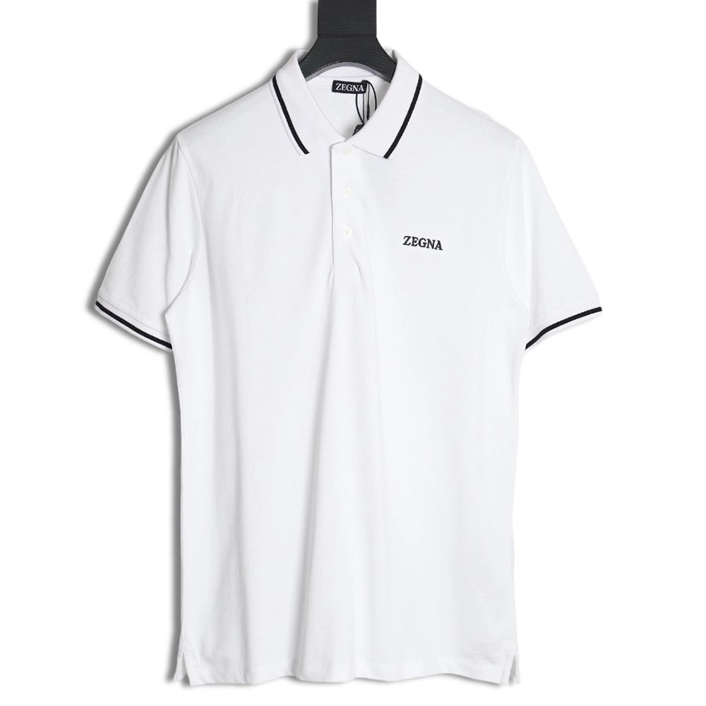 Zegna classic chest letter embroidered polo shirt,Zegna