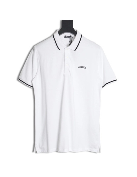 Zegna classic chest letter embroidered polo shirt,Zegna