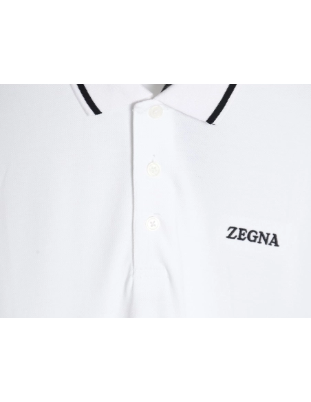 Zegna classic chest letter embroidered polo shirt,Zegna