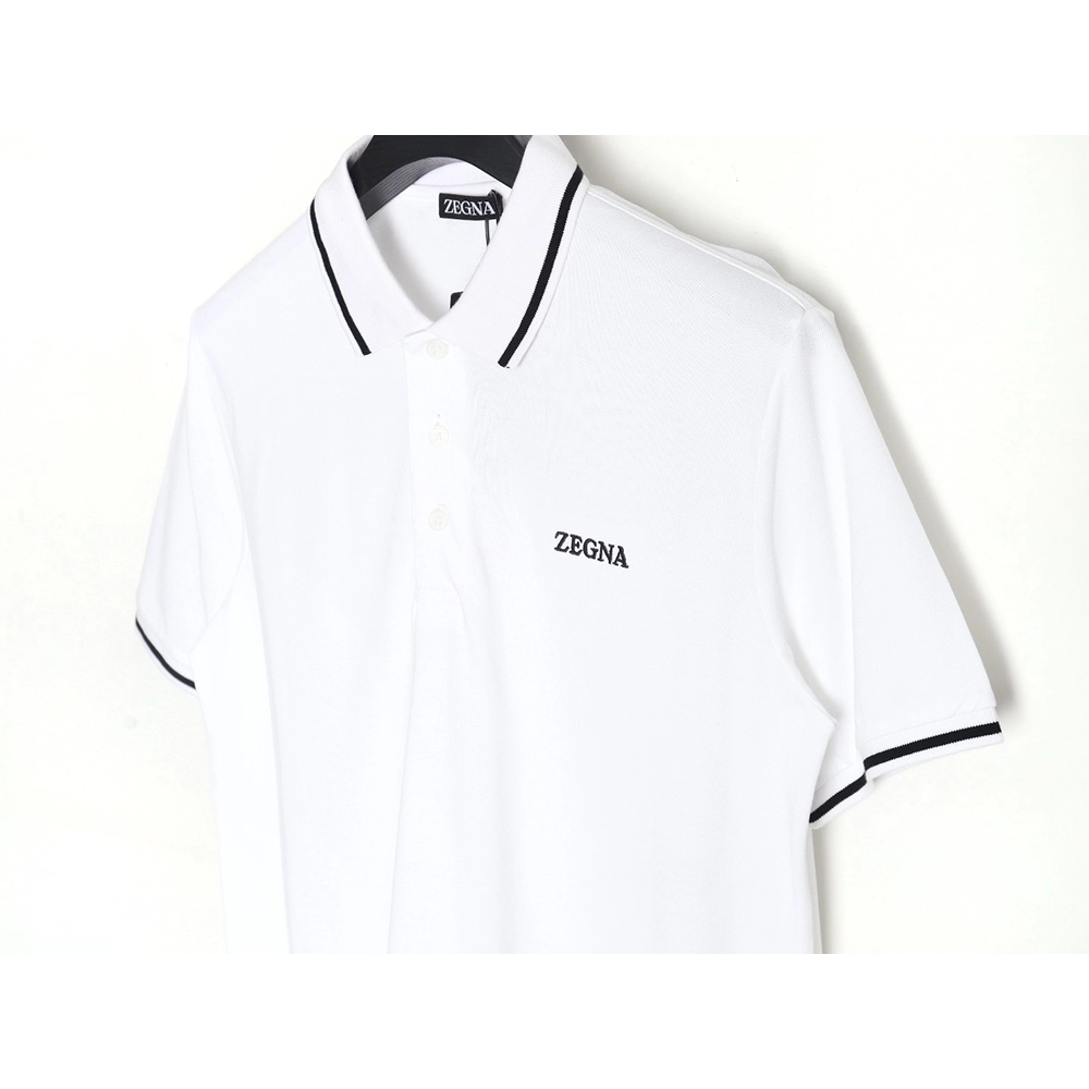 Zegna classic chest letter embroidered polo shirt,Zegna