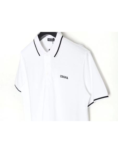 Zegna classic chest letter embroidered polo shirt,Zegna