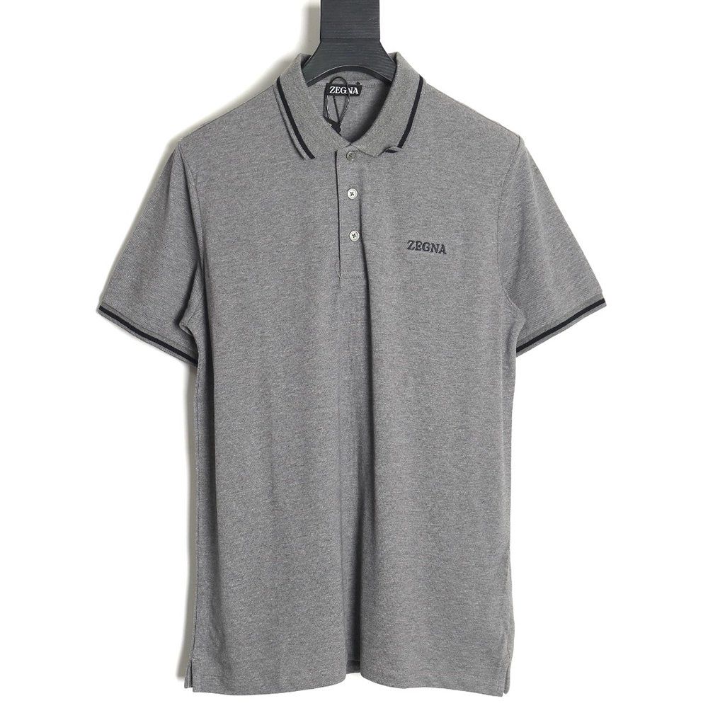 Zegna classic chest letter embroidered polo shirt TSK1,Zegna