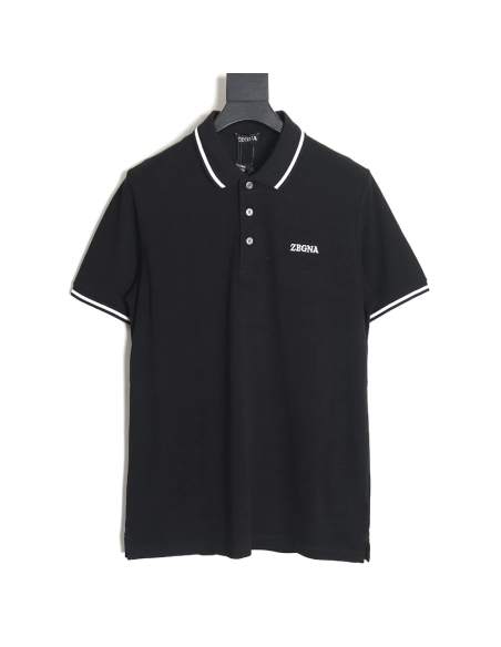 Zegna classic chest letter embroidered polo shirt TSK2,Zegna