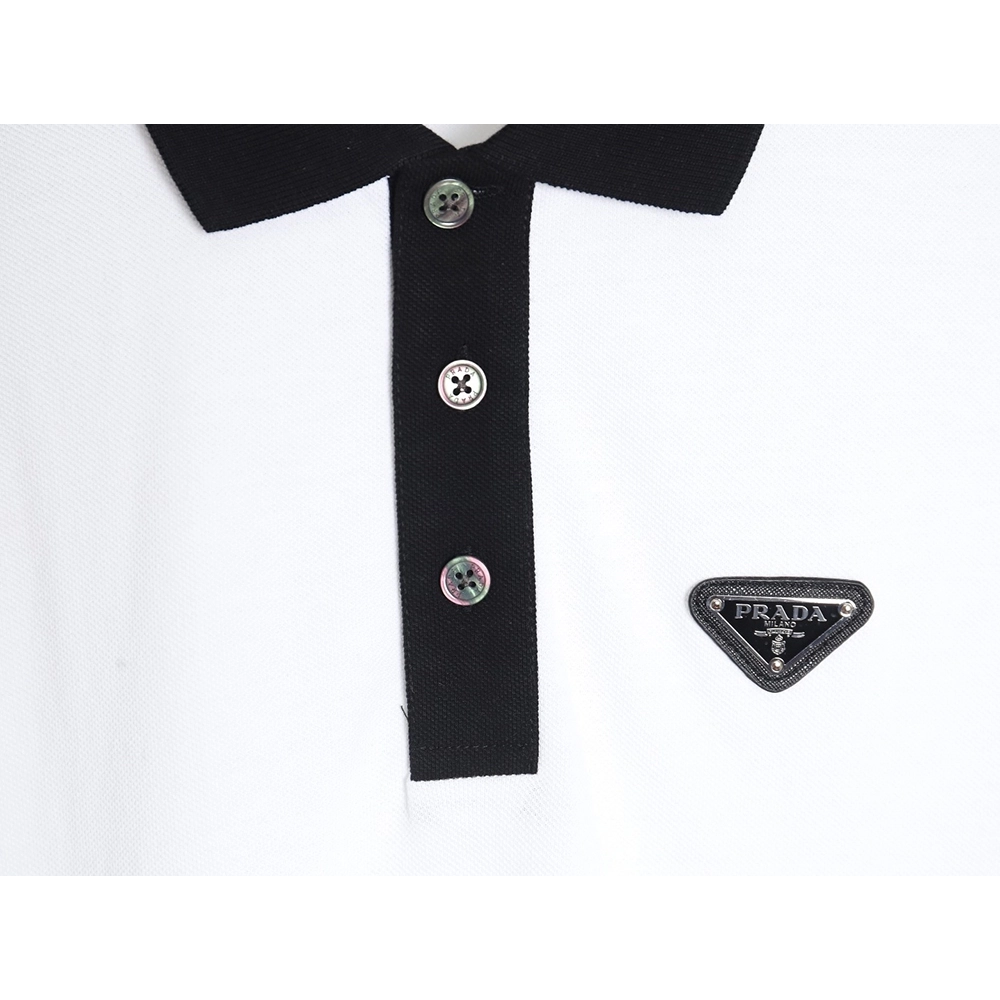 Prada color block ribbed collar POLO short sleeve,Prada
