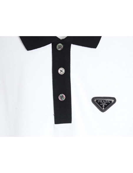 Prada color block ribbed collar POLO short sleeve,Prada