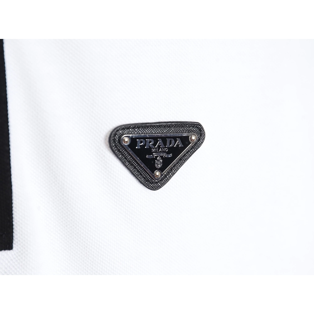 Prada color block ribbed collar POLO short sleeve,Prada