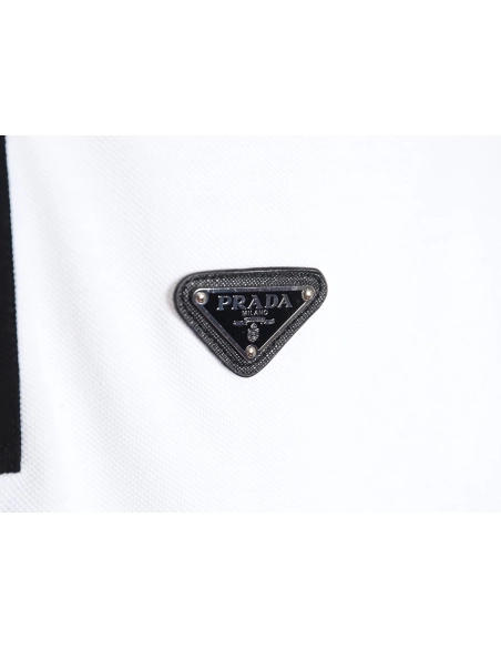 Prada color block ribbed collar POLO short sleeve,Prada