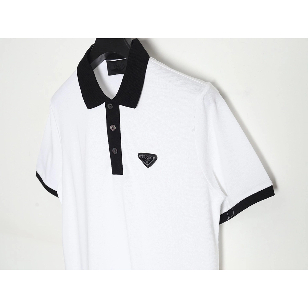 Prada color block ribbed collar POLO short sleeve,Prada