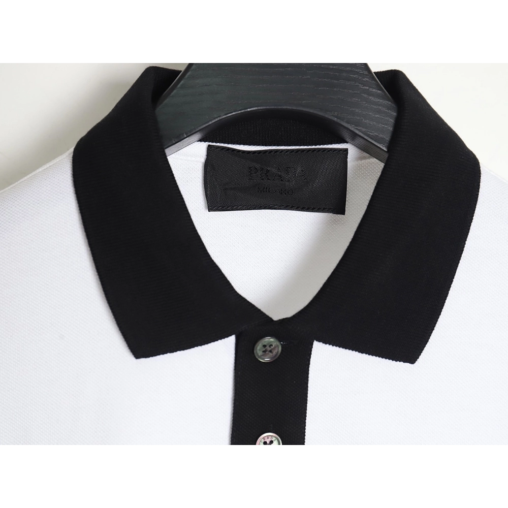 Prada color block ribbed collar POLO short sleeve,Prada