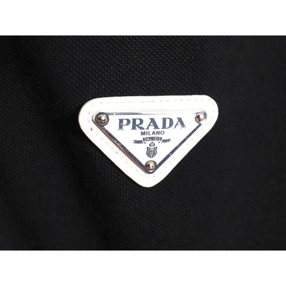 Prada color block ribbed collar POLO short sleeve TSK1,Prada