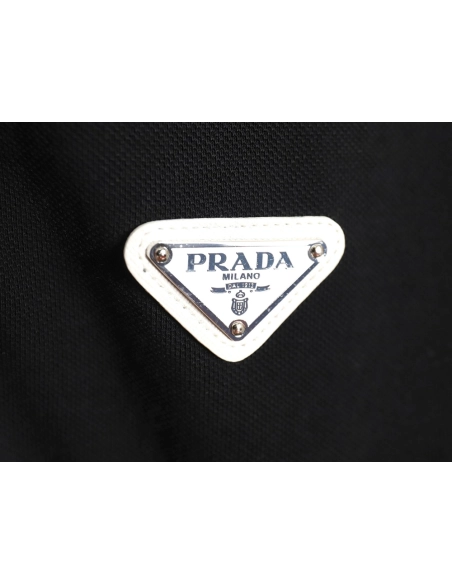 Prada color block ribbed collar POLO short sleeve TSK1,Prada