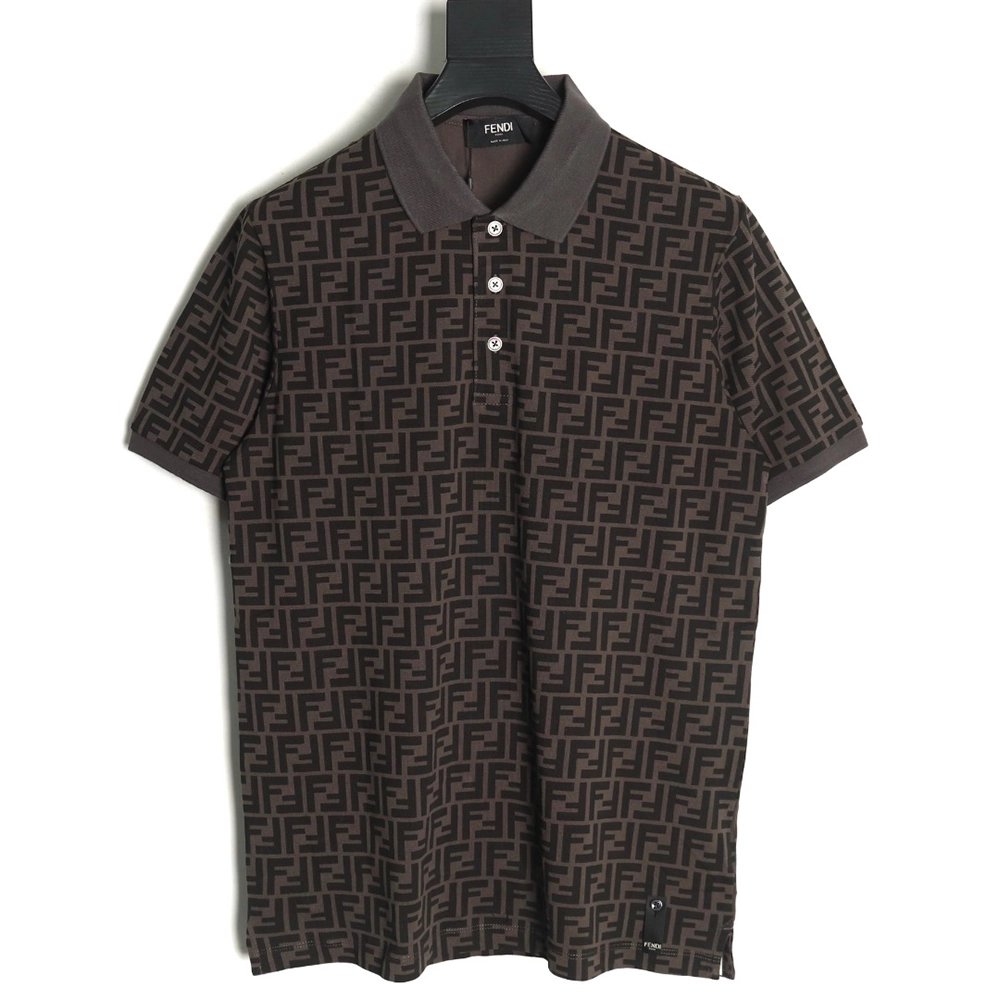 Fendi Double F full print short-sleeved POLO shirt TSK1,Fendi