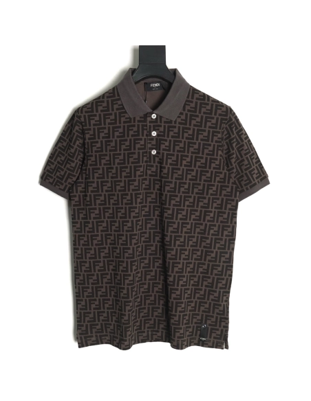 Fendi Double F full print short-sleeved POLO shirt TSK1,Fendi