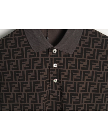 Fendi Double F full print short-sleeved POLO shirt TSK1,Fendi