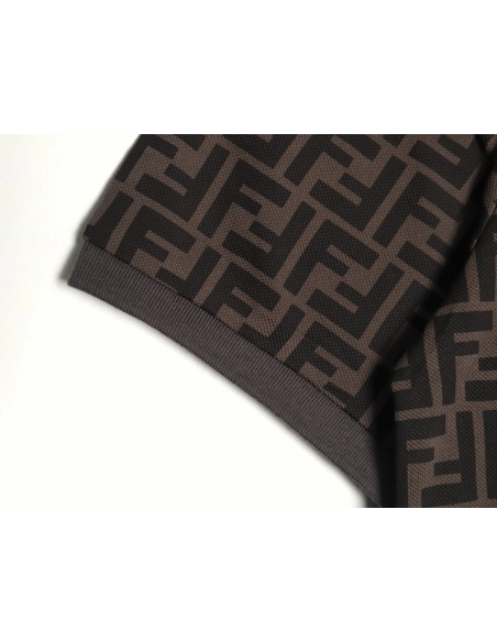 Fendi Double F full print short-sleeved POLO shirt TSK1,Fendi