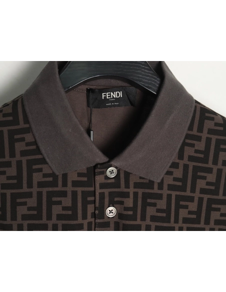 Fendi Double F full print short-sleeved POLO shirt TSK1,Fendi