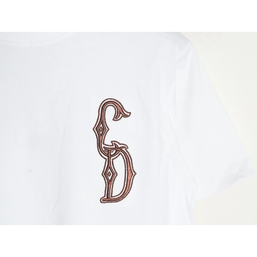 Dior gold thread embroidered CD short sleeve,Dior