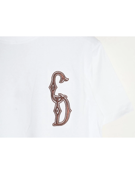 Dior gold thread embroidered CD short sleeve,Dior
