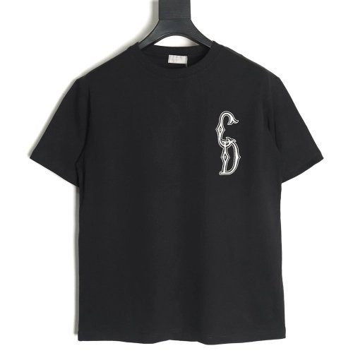 Dior gold thread embroidered CD short sleeve TSK1,Dior
