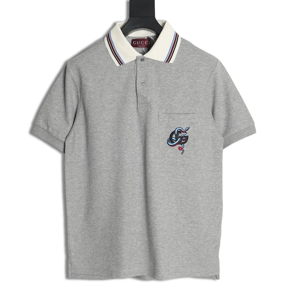 Gucci Chest Pocket Embroidered Polo Shirt,Gucci