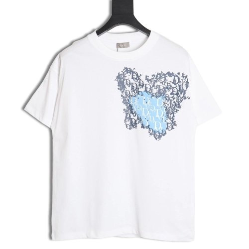 Dior heart monogram letter foam print short sleeves,Dior