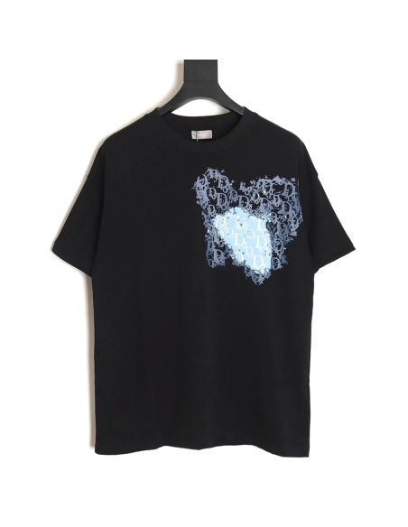 Dior heart monogram letter foam print short sleeves TSK1,Dior