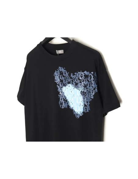 Dior heart monogram letter foam print short sleeves TSK1,Dior