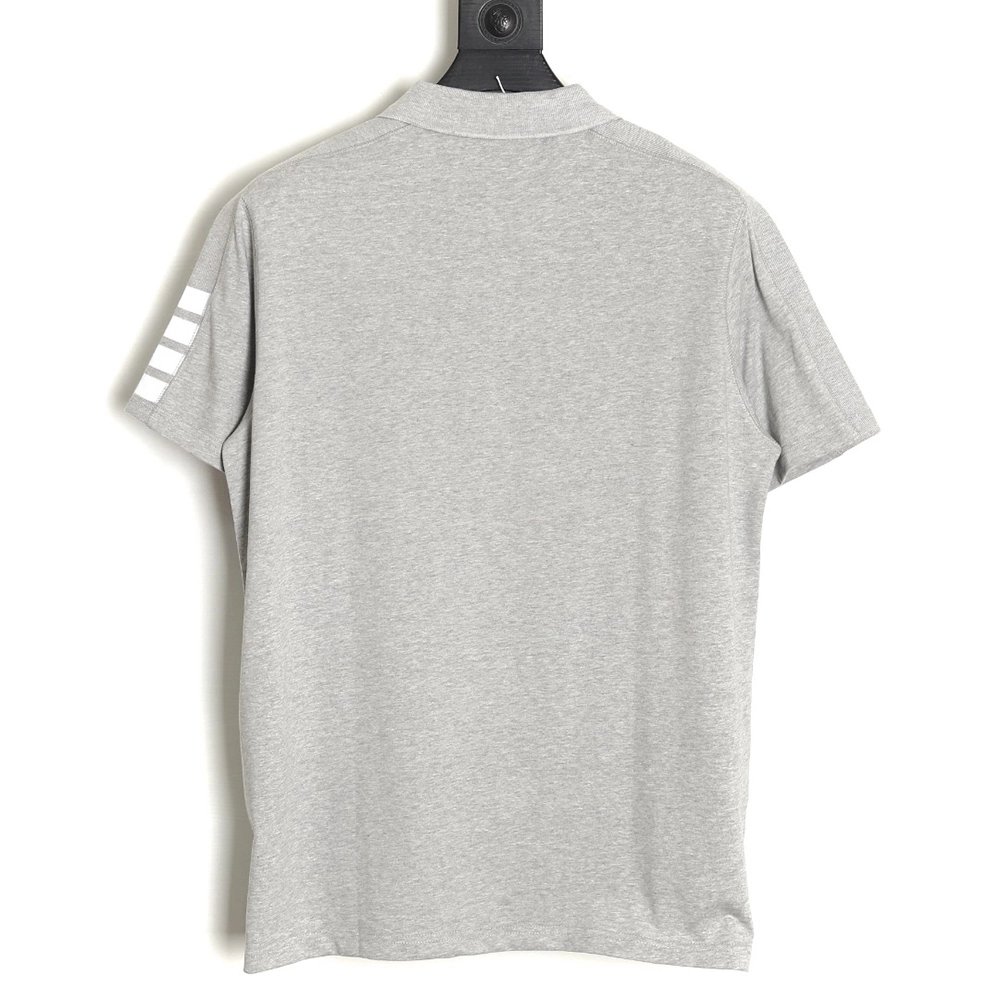 Thom Browne striped sleeve yarn-dyed short-sleeved polo shirt,Thom Browne