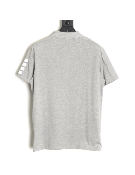 Thom Browne striped sleeve yarn-dyed short-sleeved polo shirt,Thom Browne