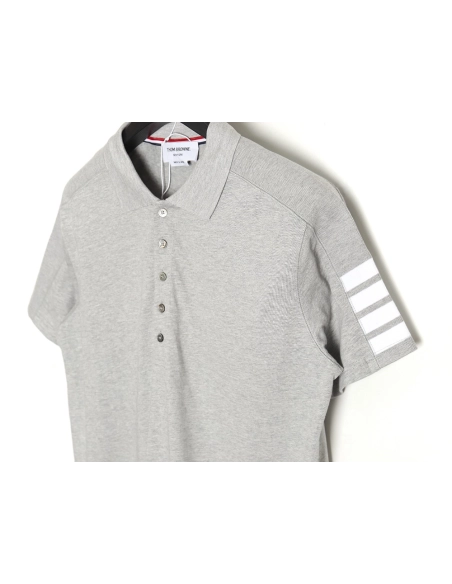 Thom Browne striped sleeve yarn-dyed short-sleeved polo shirt,Thom Browne