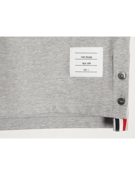Thom Browne striped sleeve yarn-dyed short-sleeved polo shirt,Thom Browne