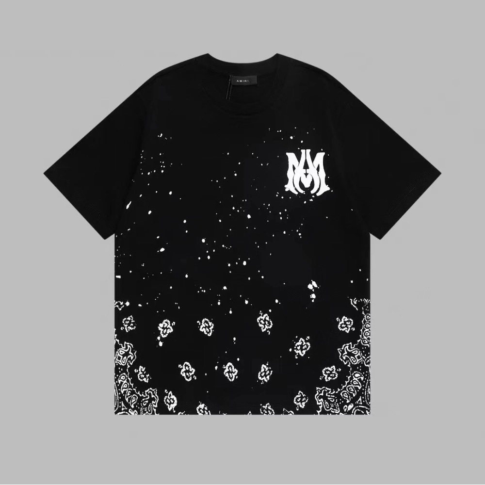 Amiri Cashew Flower Embossed Short Sleeve T-shirt,Amiri T Shirt,Tshirt,APPAREL