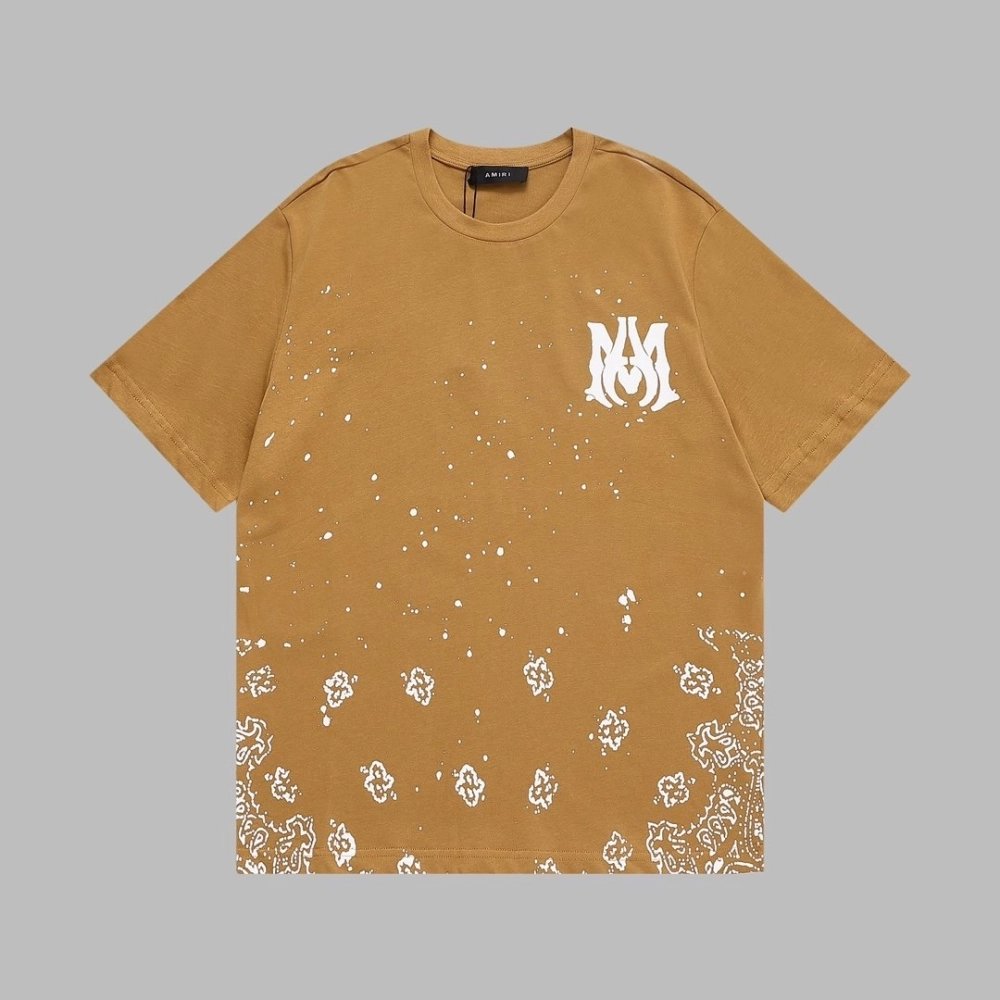 Amiri Cashew Flower Embossed Short Sleeve T-shirt,Amiri T Shirt,Tshirt,APPAREL
