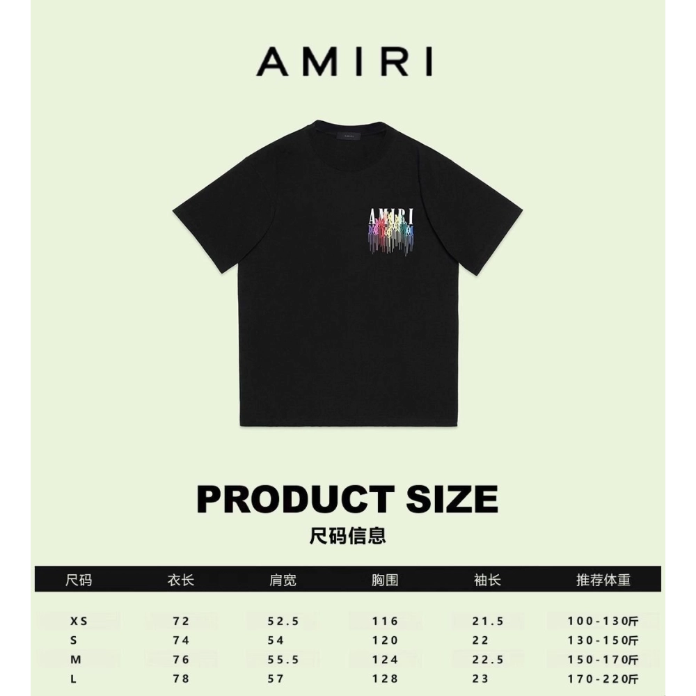 Amiri American-Style Colorful Dripping Fringe Printed Short Sleeve T-shirt,Amiri T Shirt,Tshirt,APPAREL
