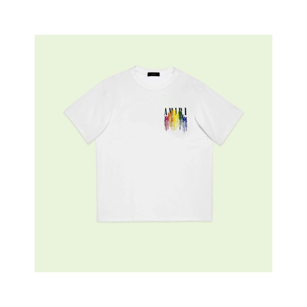 Amiri American-Style Colorful Dripping Fringe Printed Short Sleeve T-shirt,Amiri T Shirt,Tshirt,APPAREL