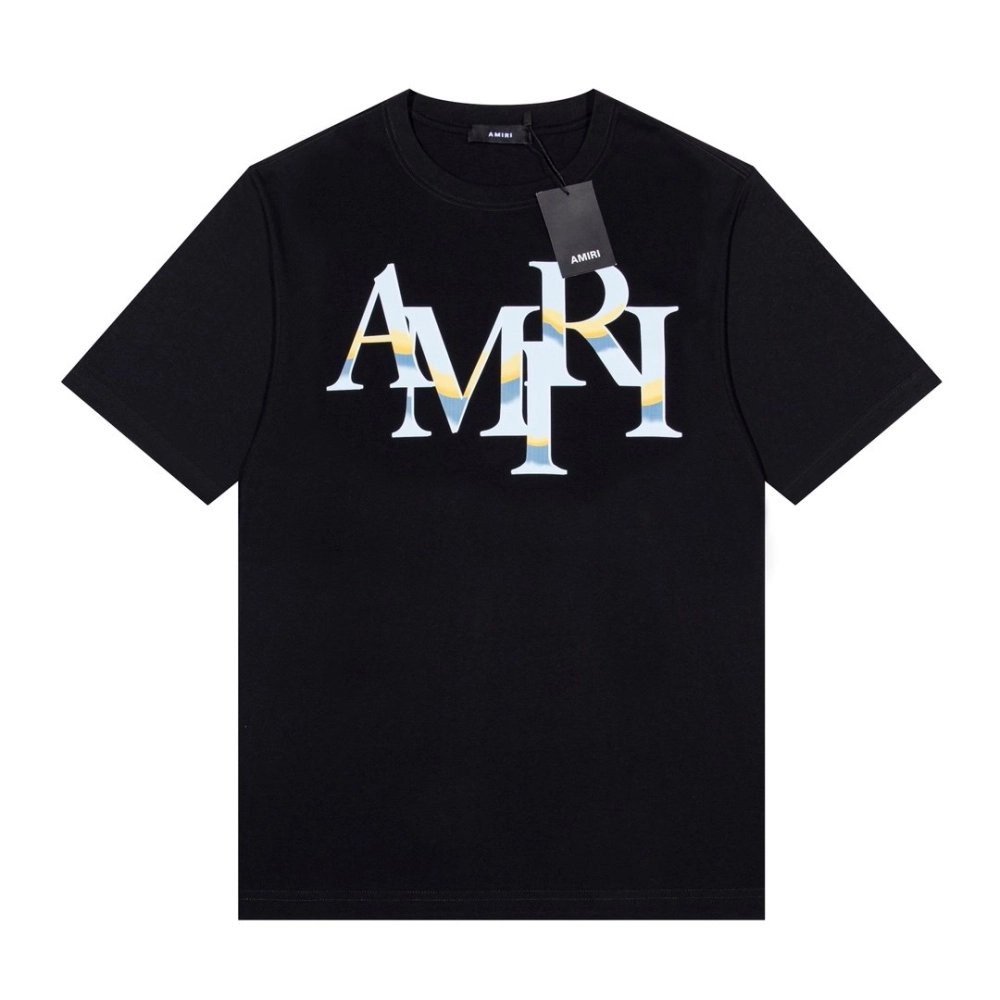 Amiri Angel Letter Design Cracked Seam Short Sleeve,Amiri T Shirt,Tshirt,APPAREL