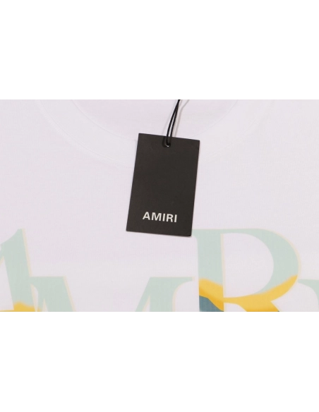 Amiri Angel Letter Design Cracked Seam Short Sleeve,Amiri T Shirt,Tshirt,APPAREL