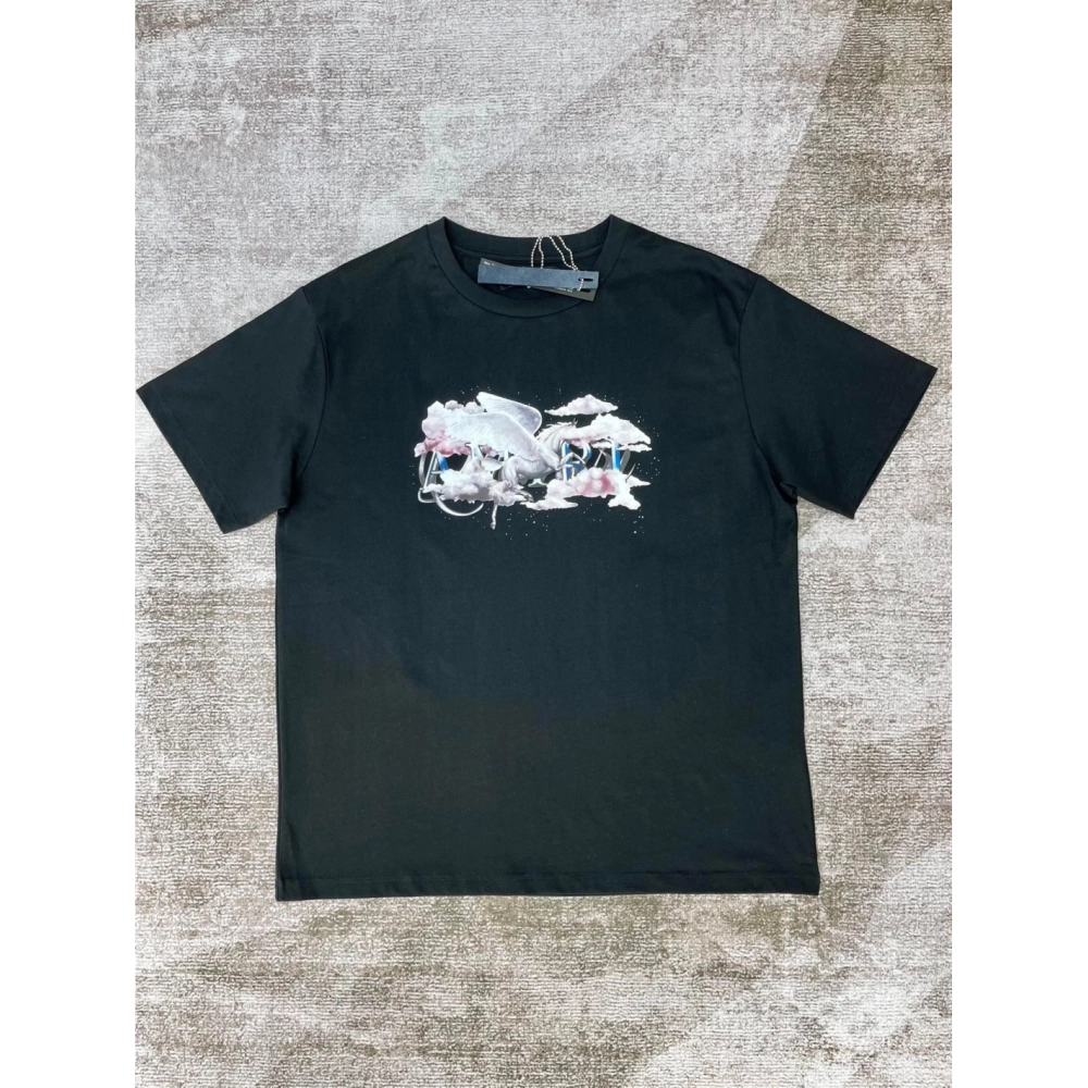 Amiri cashew flower print short-sleeved rear paste print T-shirt,Amiri T Shirt,Tshirt,APPAREL