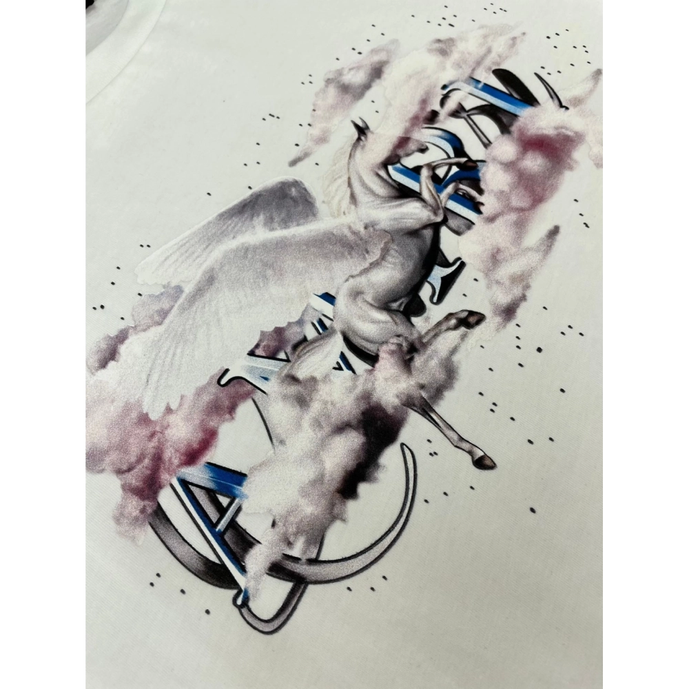 Amiri cashew flower print short-sleeved rear paste print T-shirt,Amiri T Shirt,Tshirt,APPAREL