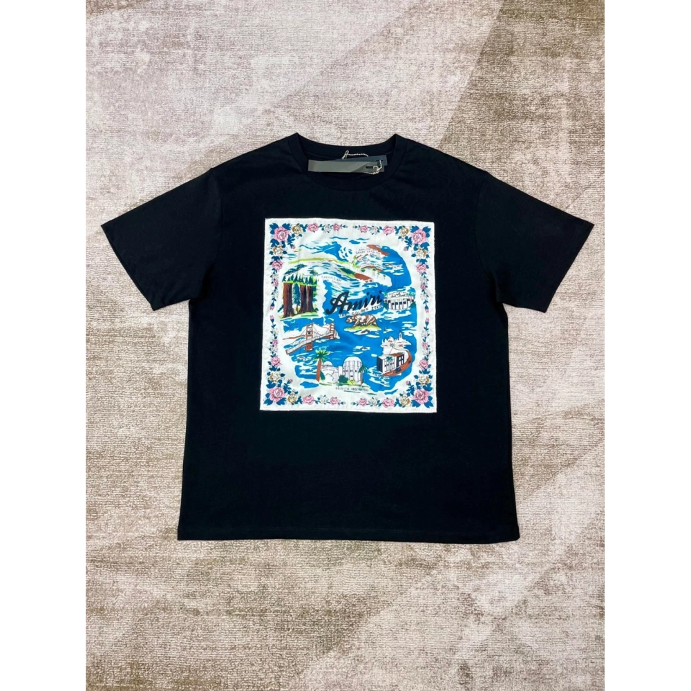 Amiri New Patchwork Embroidered Short-Sleeve T-shirt,Amiri T Shirt,Tshirt,APPAREL