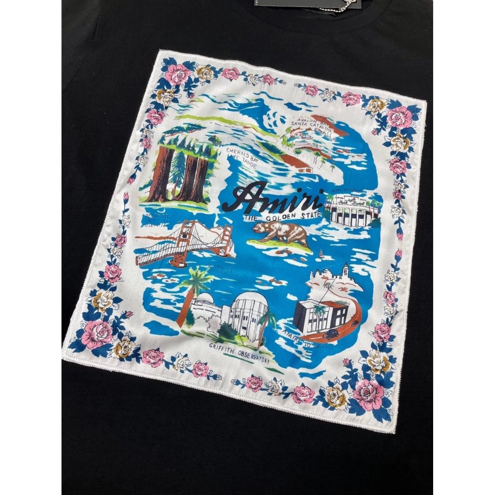 Amiri New Patchwork Embroidered Short-Sleeve T-shirt,Amiri T Shirt,Tshirt,APPAREL