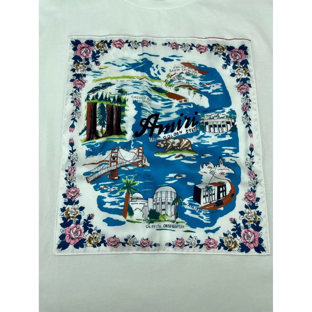 Amiri New Patchwork Embroidered Short-Sleeve T-shirt,Amiri T Shirt,Tshirt,APPAREL