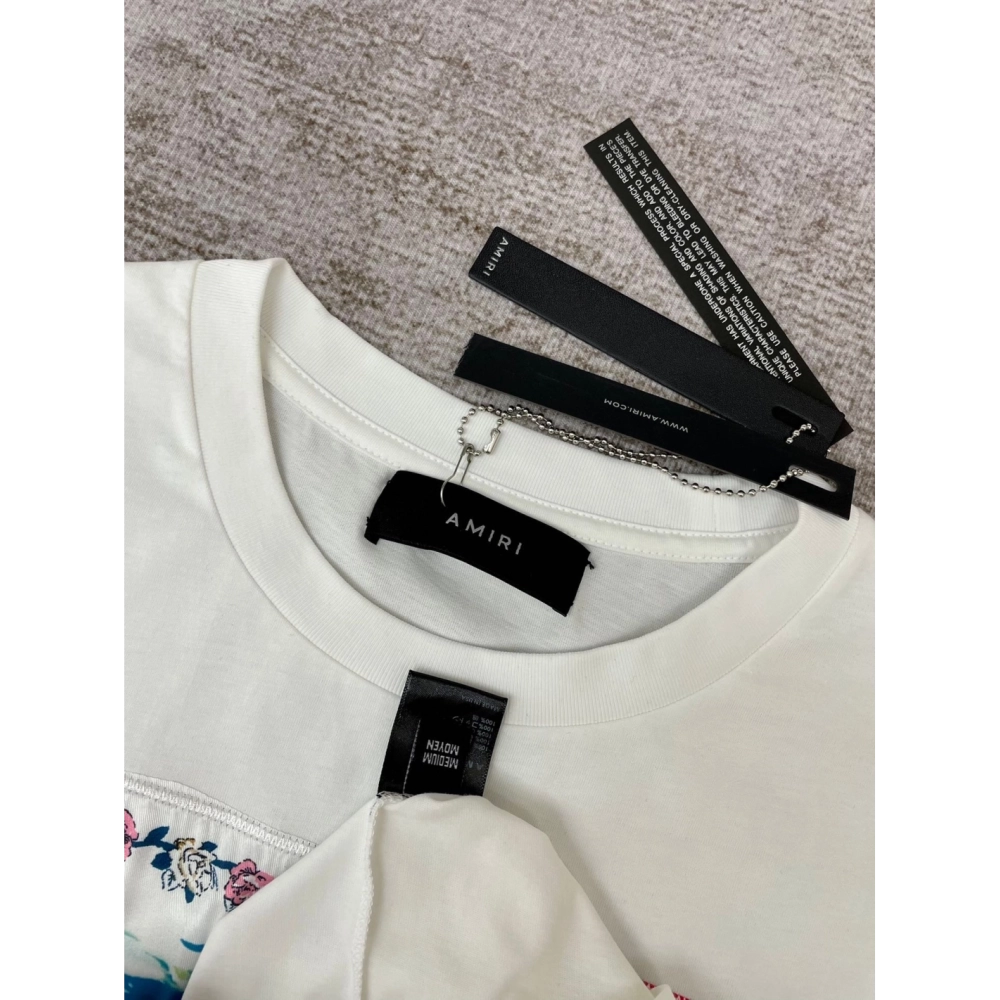 Amiri New Patchwork Embroidered Short-Sleeve T-shirt,Amiri T Shirt,Tshirt,APPAREL